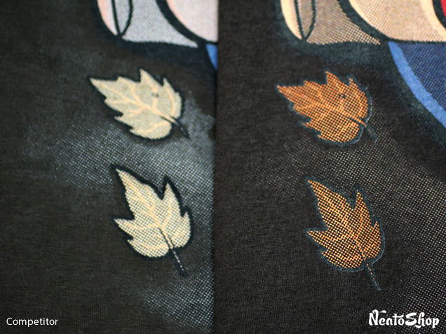 Comparison of leaf image printed on shirts